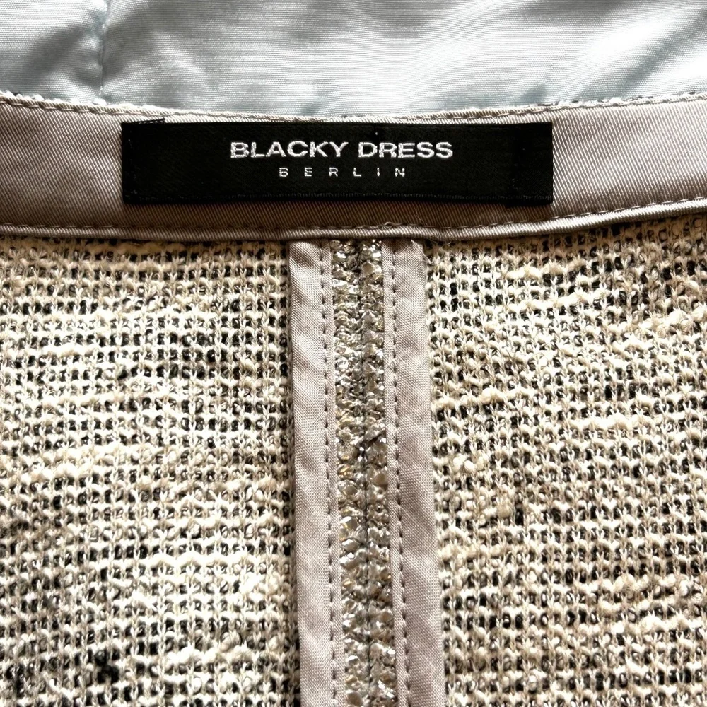 Blacky Dress Berlin Silver Tweed Moto Jacket Asymmetric Zipper Size US8 CAN10 - Picture 3 of 14